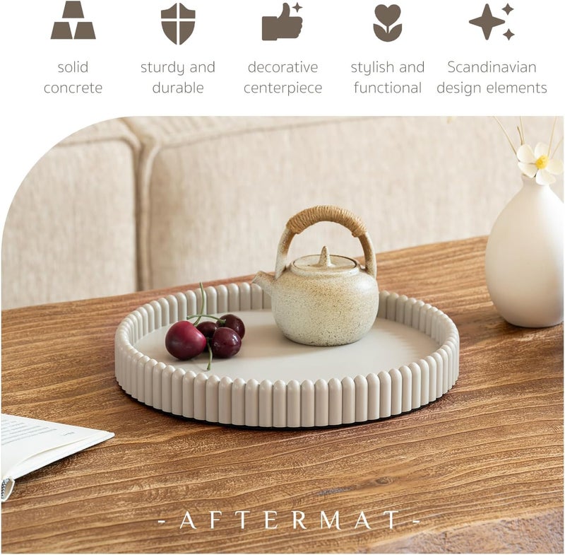 Aftermat Coffee Table Tray, Home Decor Round Tray, Concrete Gray Coffee Table Decor Trays, Serving Decorative Trays for Dining Table - Image 2